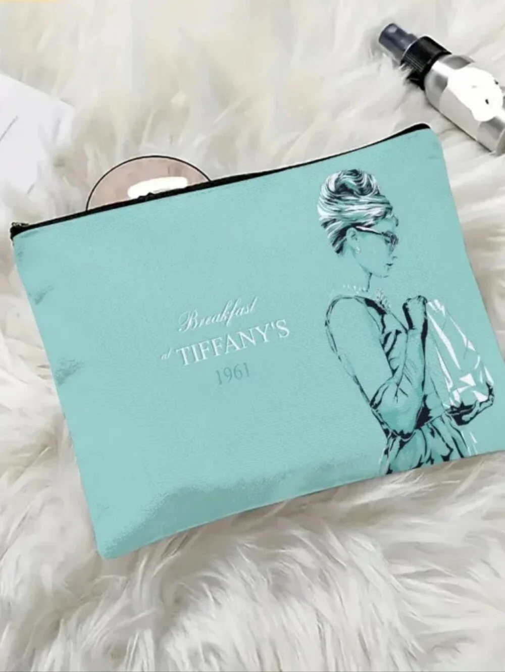 Breakfast at Tiffany's Inspired Teal Cosmetic Pouch